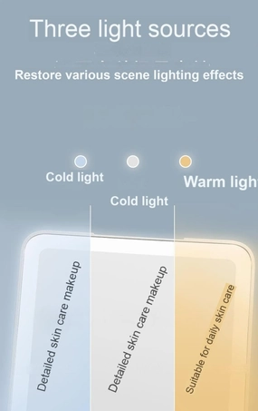 Portable Makeup Mirror, 3 Color Lighting, Adjustable Touch Screen, Desktop LED Foldable, Best Gift for Women (Warm Light)
