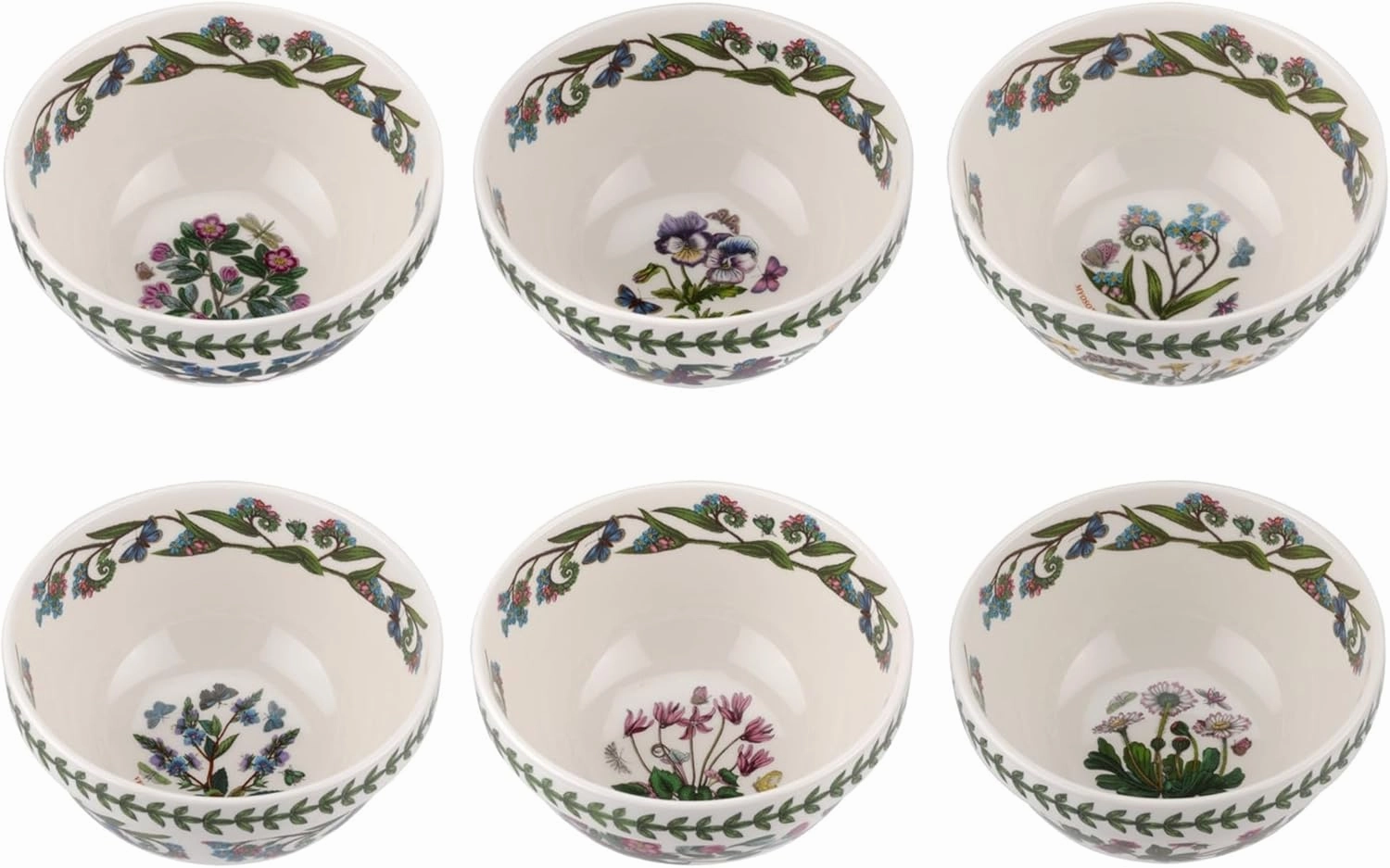 Portmeirion Botanic Garden 7" Stacking Bowl - Set of 6 | Assorted Motifs | Fine Earthenware | Chip Resistant Glaze | Dishwasher, Microwave, Freezer, Oven Safe | Made in England