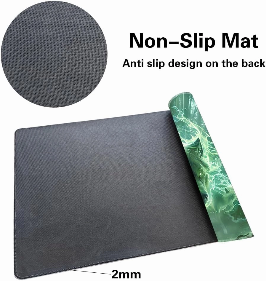 Premium Board Game 24x14in TCG Playmat Compatible for OCG CCG RPG MTG Play Mats,Mousepad Desk Mat (040322-Green Wolf)