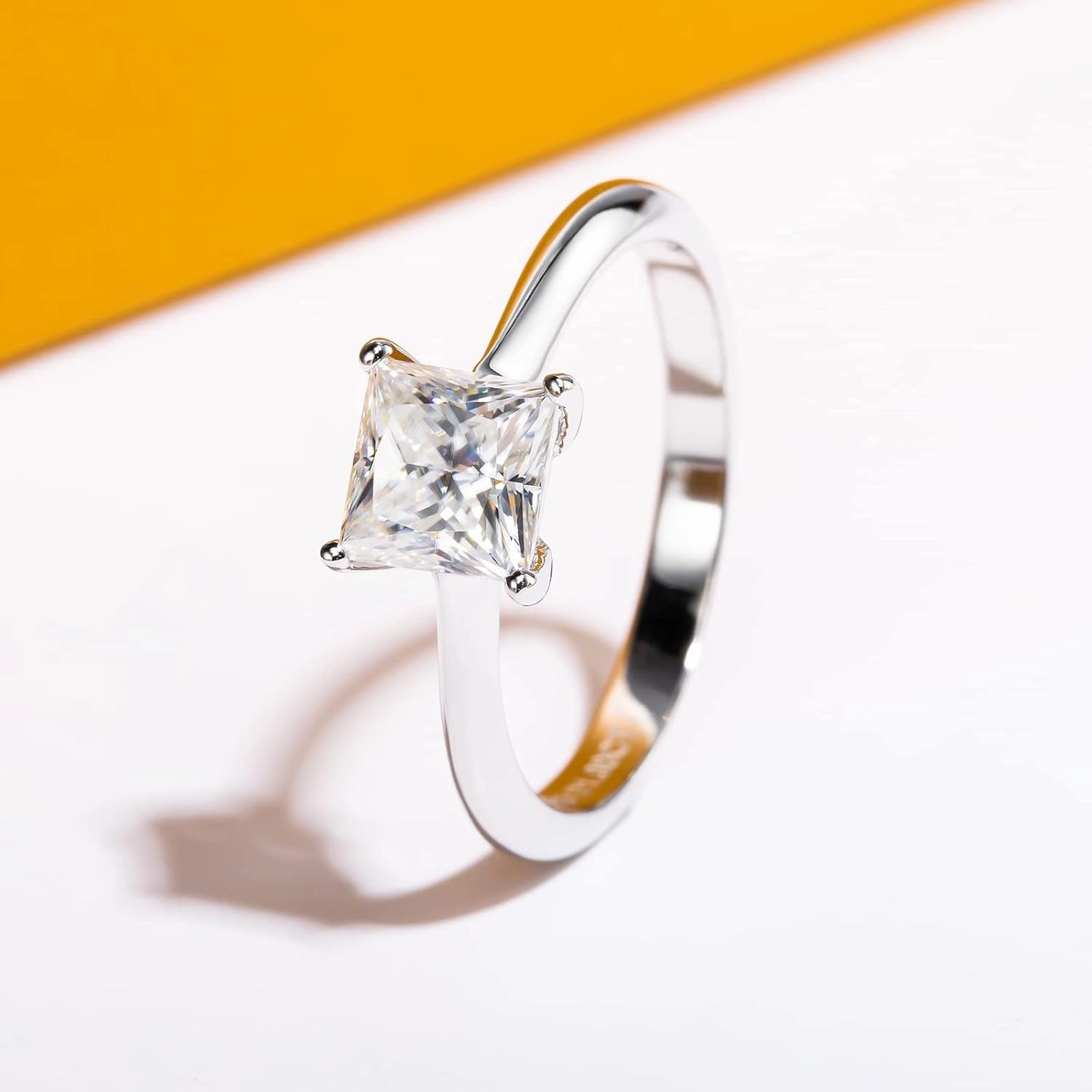 Princess Cut Moissanite Engagement Rings 1.2/2.524cttw D Color VVS1 Clarity Moissanite Diamond 925 Sterling Silver Solitaire Promise Wedding Rings for Women with Certificate