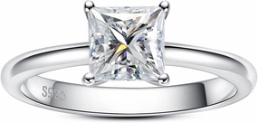 Princess Cut Moissanite Engagement Rings 1.2/2.524cttw D Color VVS1 Clarity Moissanite Diamond 925 Sterling Silver Solitaire Promise Wedding Rings for Women with Certificate