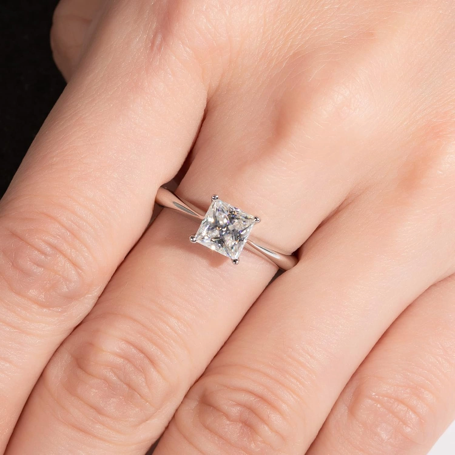 Princess Cut Moissanite Engagement Rings 1.2/2.524cttw D Color VVS1 Clarity Moissanite Diamond 925 Sterling Silver Solitaire Promise Wedding Rings for Women with Certificate