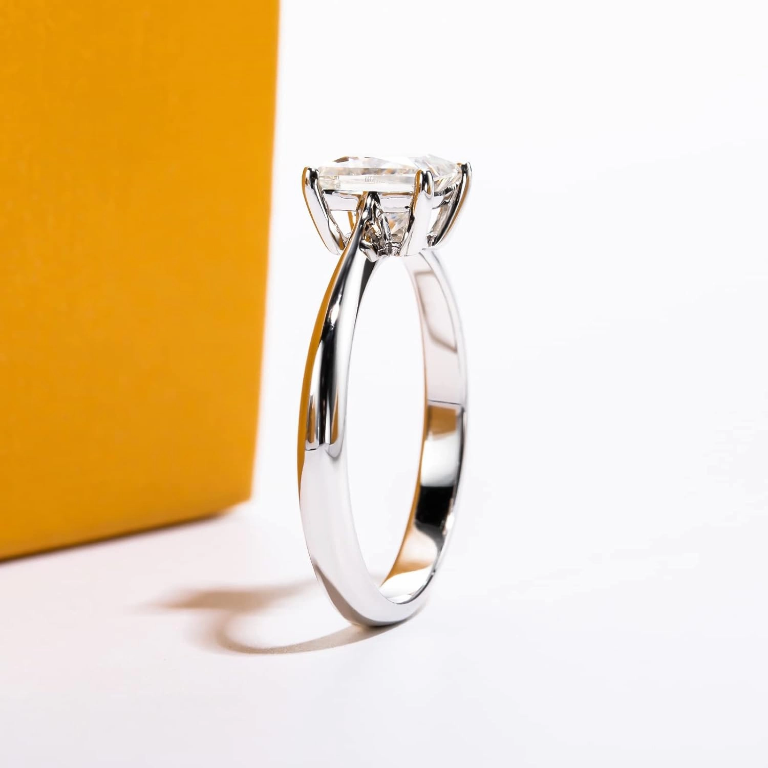 Princess Cut Moissanite Engagement Rings 1.2/2.524cttw D Color VVS1 Clarity Moissanite Diamond 925 Sterling Silver Solitaire Promise Wedding Rings for Women with Certificate