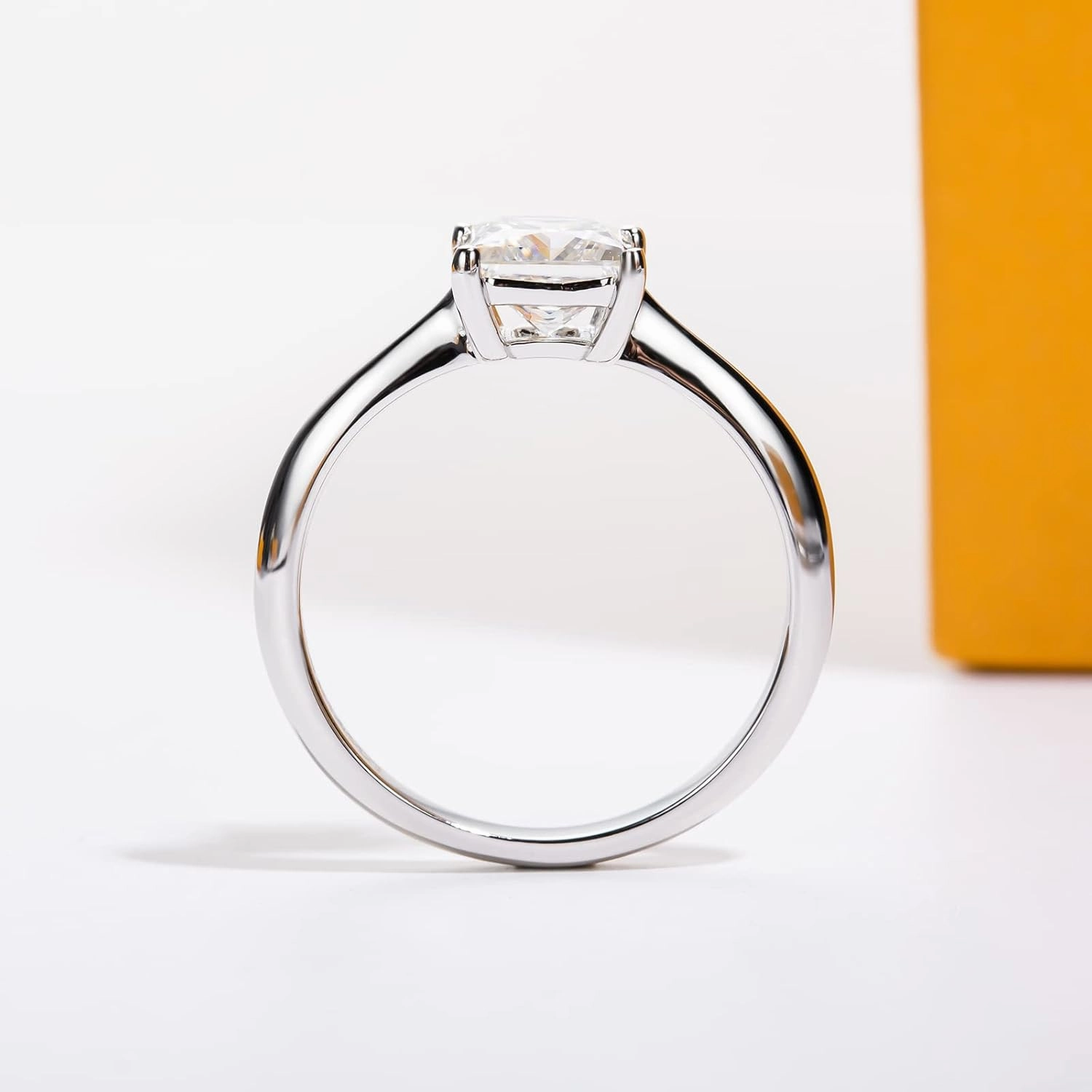 Princess Cut Moissanite Engagement Rings 1.2/2.524cttw D Color VVS1 Clarity Moissanite Diamond 925 Sterling Silver Solitaire Promise Wedding Rings for Women with Certificate