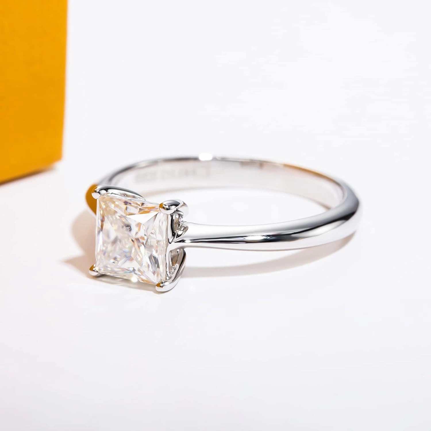 Princess Cut Moissanite Engagement Rings 1.2/2.524cttw D Color VVS1 Clarity Moissanite Diamond 925 Sterling Silver Solitaire Promise Wedding Rings for Women with Certificate