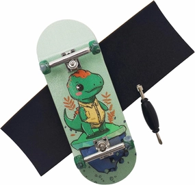 Pro Fingerboard 34mm Wooden Board Professional Finger Skateboard Trucks CNC Swirl Wheels (Dinosaur)