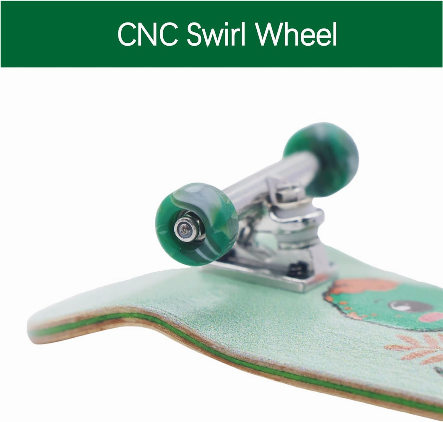 Pro Fingerboard 34mm Wooden Board Professional Finger Skateboard Trucks CNC Swirl Wheels (Dinosaur)