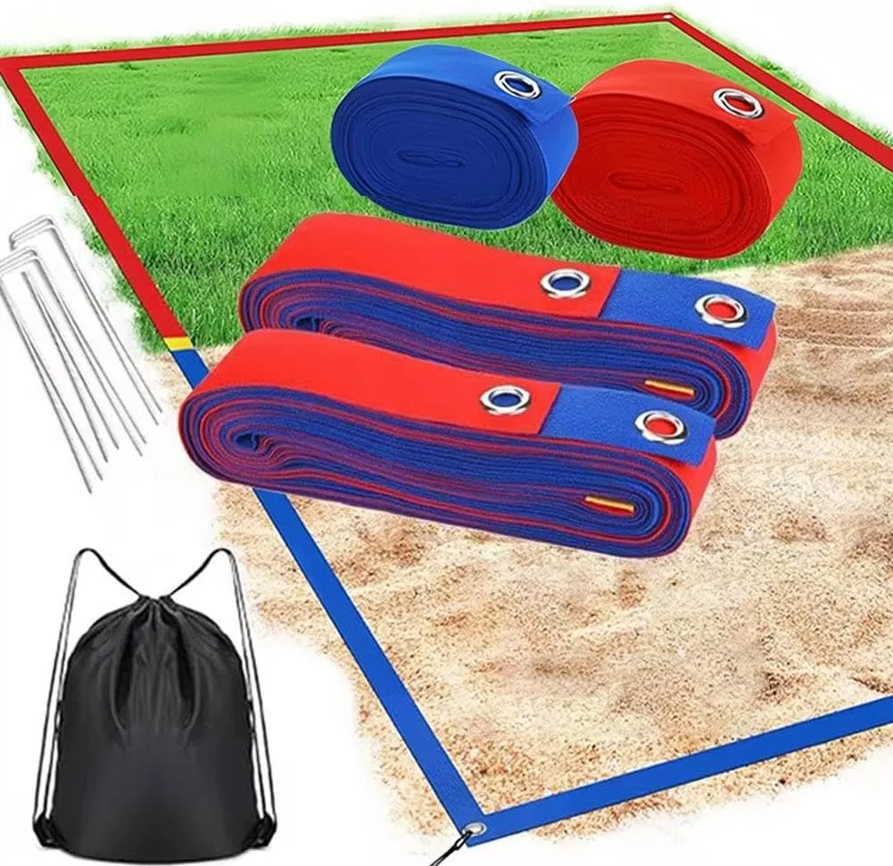 Professional Beach Volleyball Lines for Sand, 26.3ft x 52.6ft Volleyball Court Lines with Stainless Anchors & Sand Bags, Volley Ball Sand Line for Sand Outdoor Grass Backyard