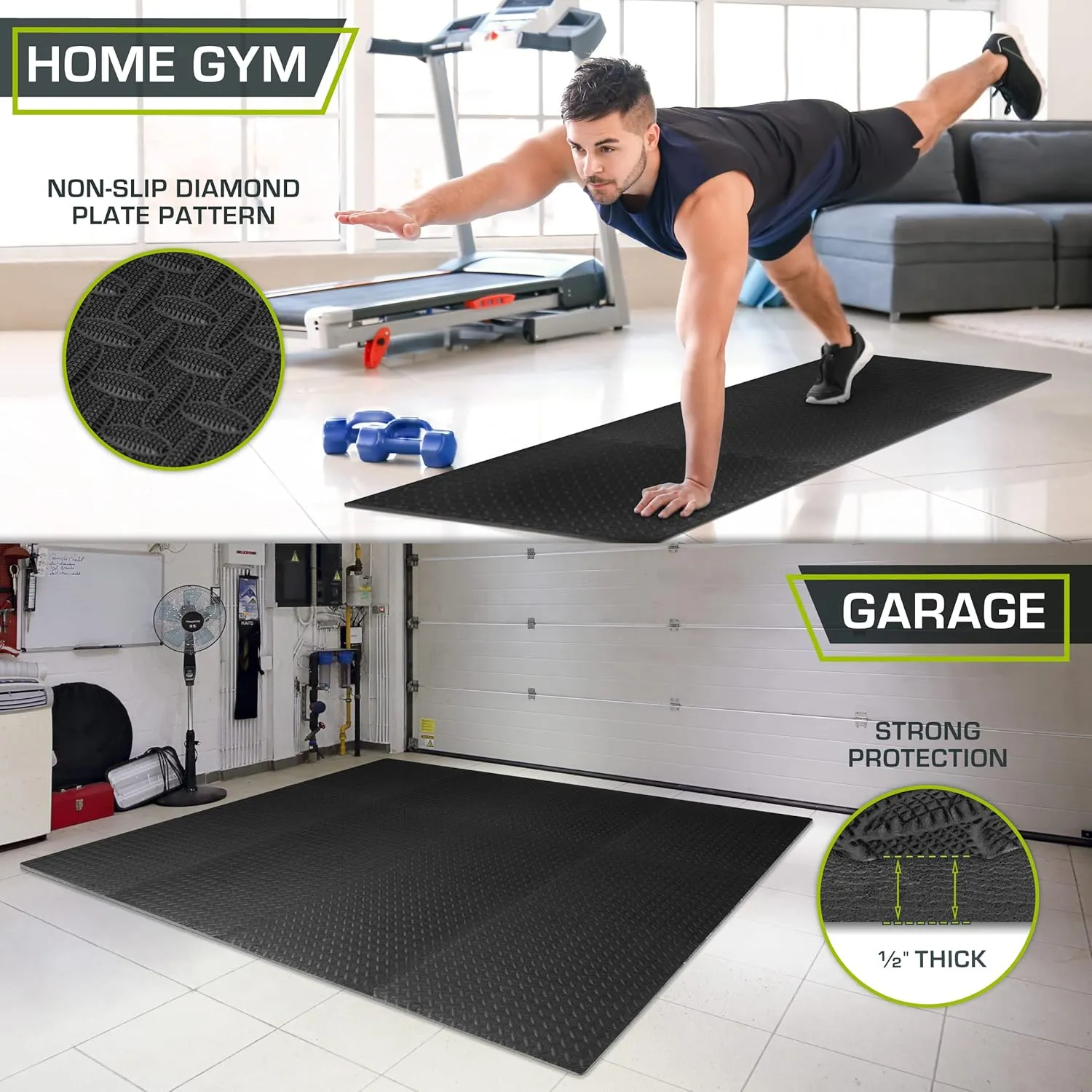 ProsourceFit Puzzle Exercise Mat ½ in, EVA Interlocking Foam Floor Tiles for Home Gym, Mat for Home Workout Equipment, Floor Padding for Kids, Grey, 24 in x 24 in x ½ in, 144 Sq Ft - 36 Tiles