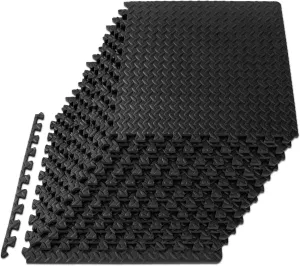 ProsourceFit Puzzle Exercise Mat ½ in, EVA Interlocking Foam Floor Tiles for Home Gym, Mat for Home Workout Equipment, Floor Padding for Kids, Grey, 24 in x 24 in x ½ in, 144 Sq Ft - 36 Tiles