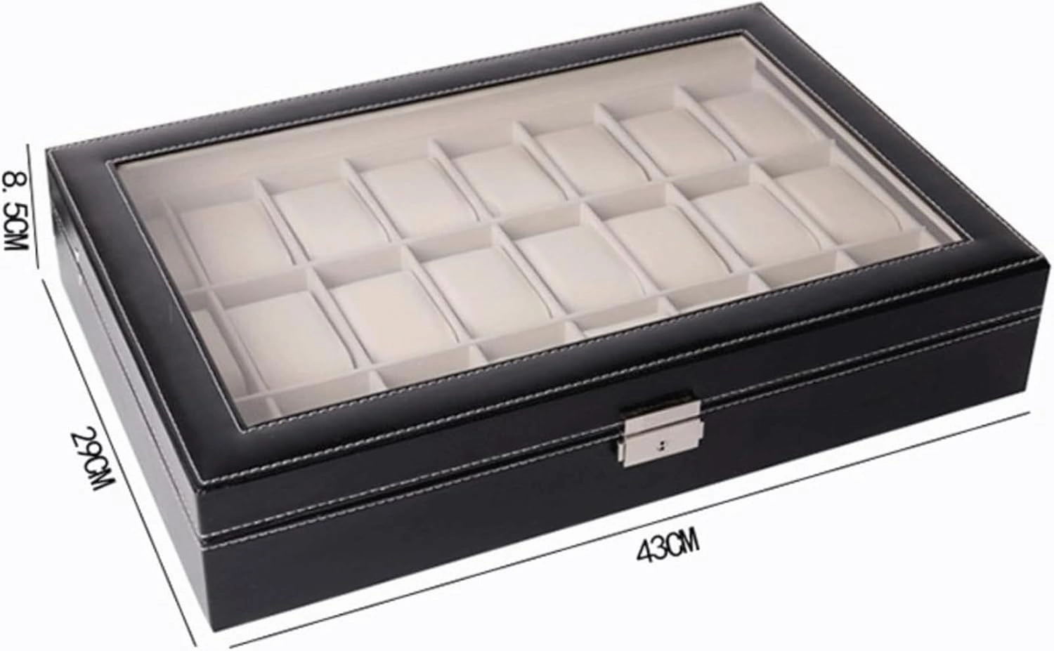 PU Leather 24 Slots, Classic Watch Organizer Box, Clear Lid Jewelry Holder Watch Case, Watch Storage Display Case