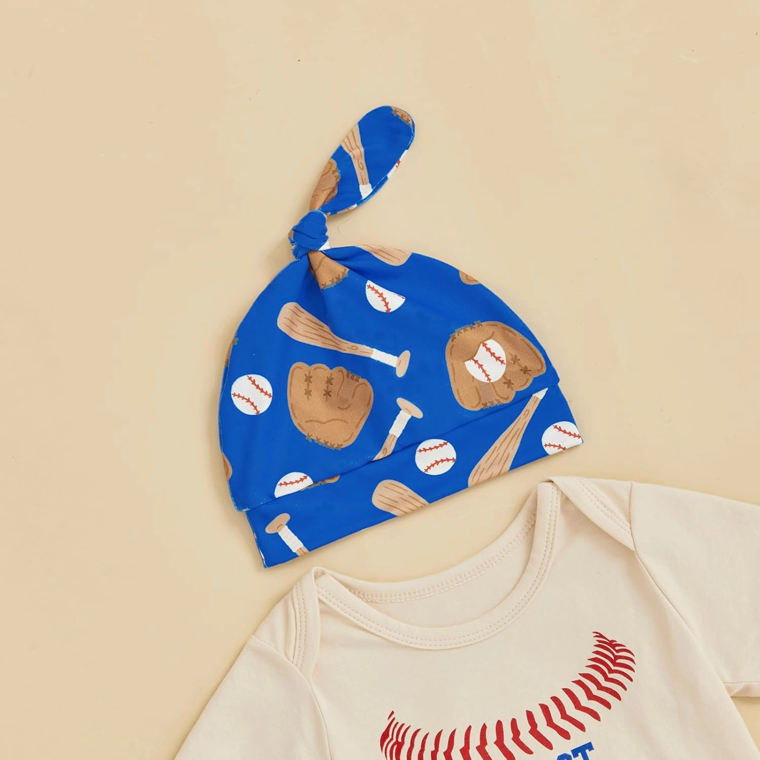 Pudcoco Infant Baby Boys My First Babeball Season Outfit Short Sleeve Bodysuit and Pants Set with Hat 3pcs Clothes