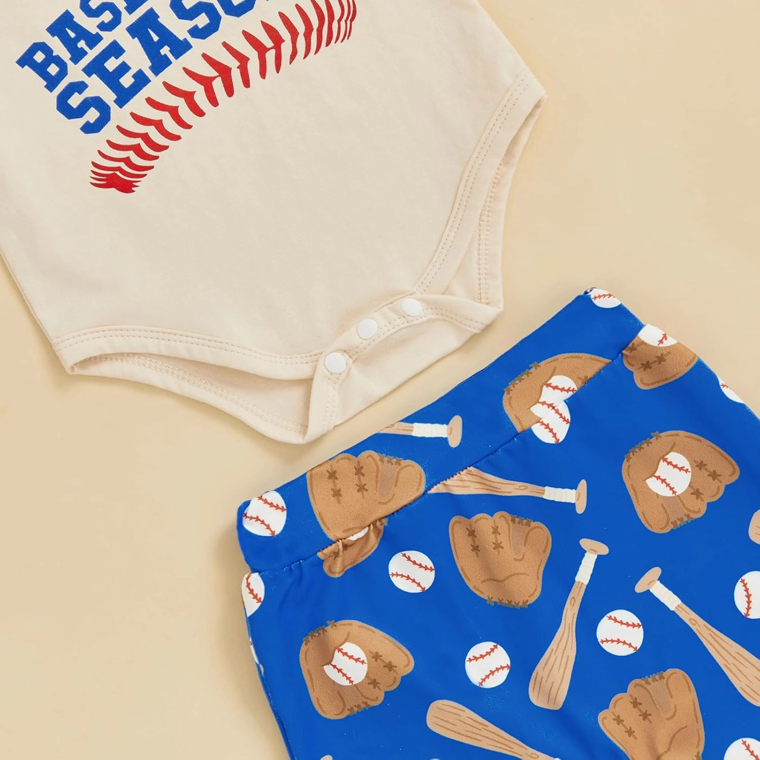 Pudcoco Infant Baby Boys My First Babeball Season Outfit Short Sleeve Bodysuit and Pants Set with Hat 3pcs Clothes
