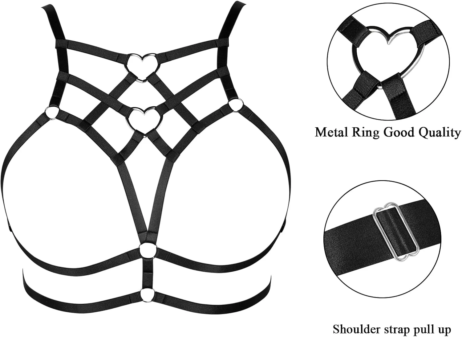 Punk Body Harness Gothic Lingerie Womens Plus Size Waist Cage Breast Hollow-Out Bra Strappy Tops Peach Shape at Chest Belts