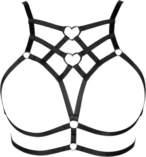Punk Body Harness Gothic Lingerie Womens Plus Size Waist Cage Breast Hollow-Out Bra Strappy Tops Peach Shape at Chest Belts