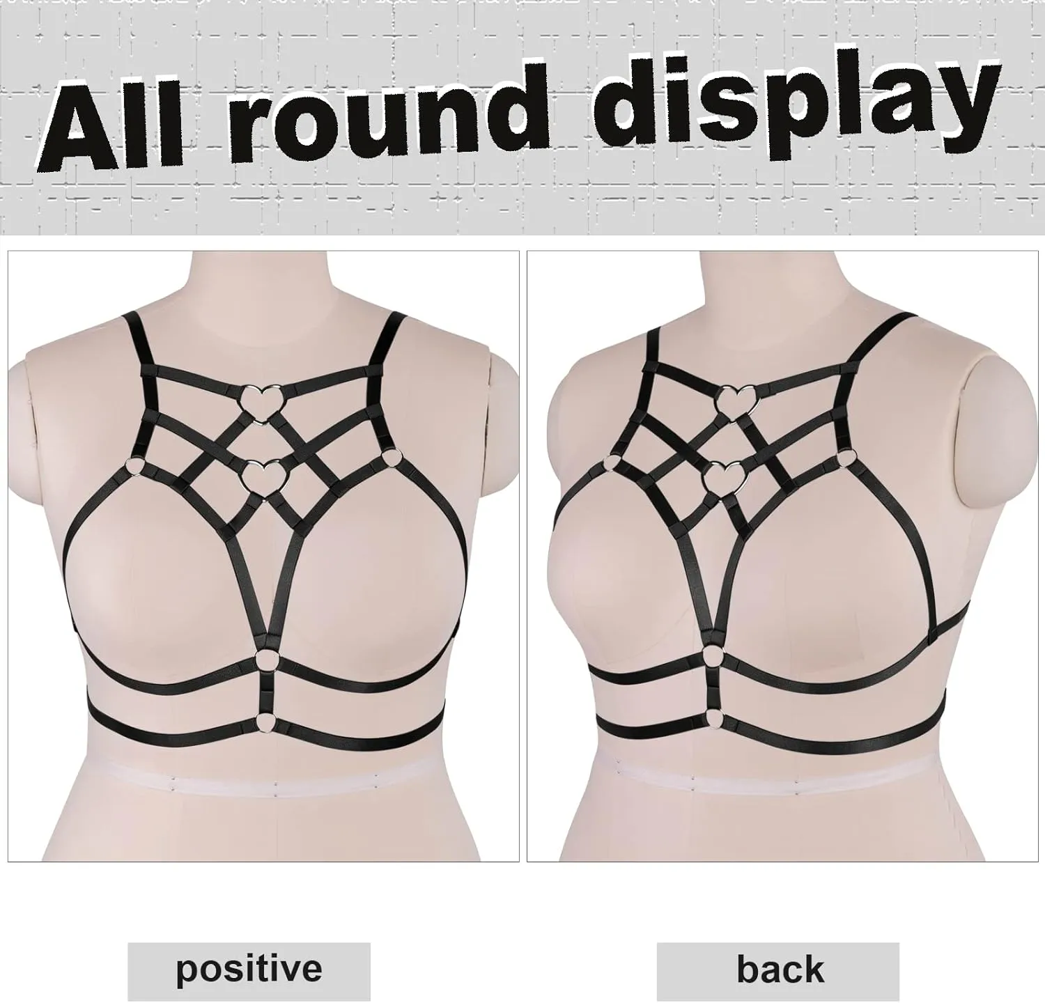 Punk Body Harness Gothic Lingerie Womens Plus Size Waist Cage Breast Hollow-Out Bra Strappy Tops Peach Shape at Chest Belts