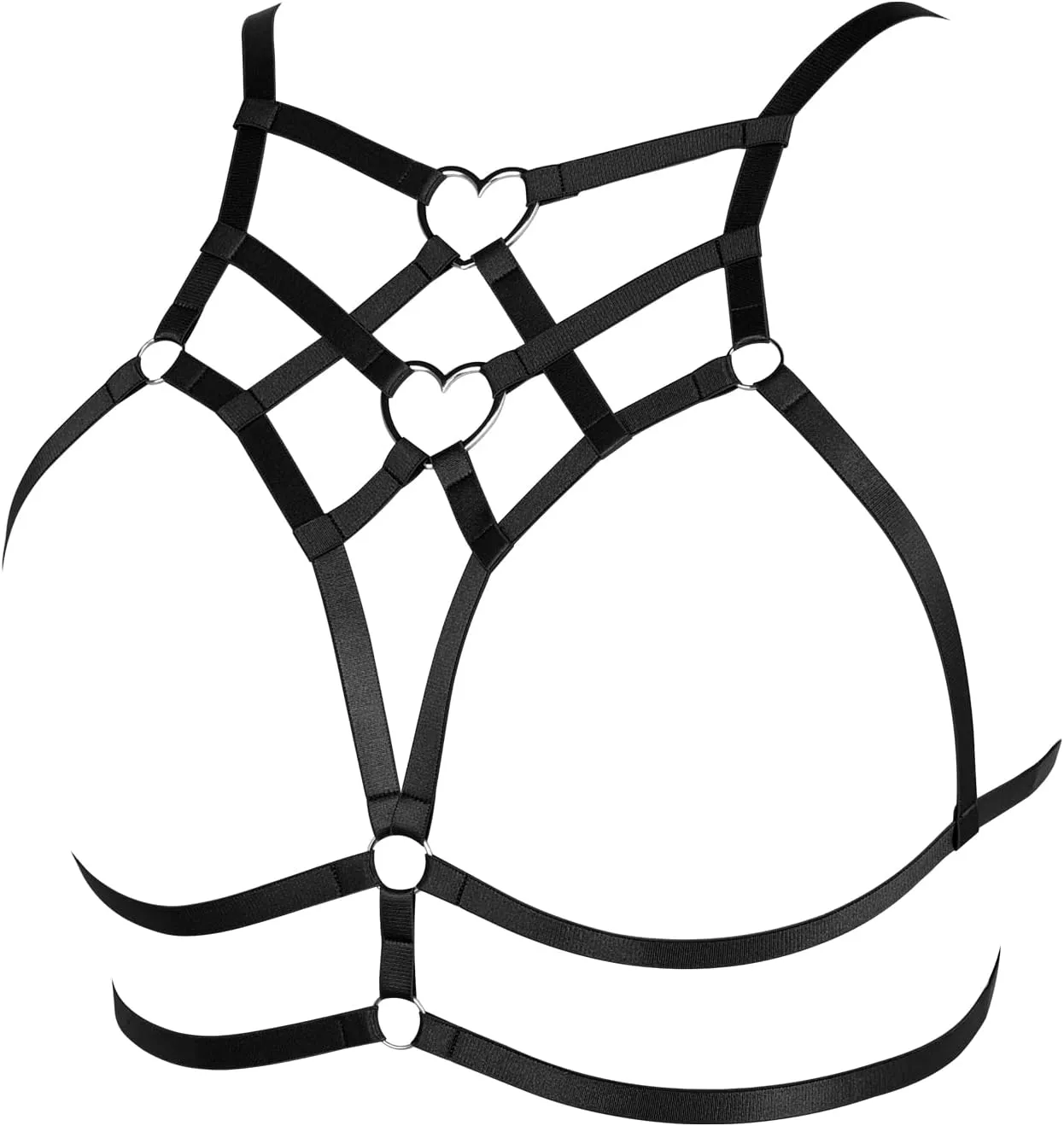 Punk Body Harness Gothic Lingerie Womens Plus Size Waist Cage Breast Hollow-Out Bra Strappy Tops Peach Shape at Chest Belts