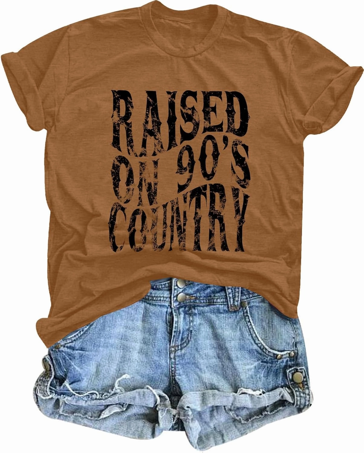 QLIPIN Raised on 90s Country Shirt Womens: Vintage Country Music Shirts Concert Top Casual Short Sleeve Tee Tops