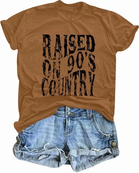 QLIPIN Raised on 90s Country Shirt Womens: Vintage Country Music Shirts Concert Top Casual Short Sleeve Tee Tops