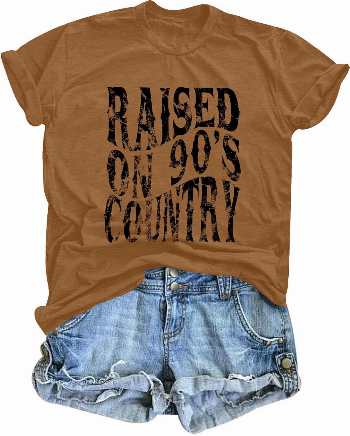 QLIPIN Raised on 90s Country Shirt Womens: Vintage Country Music Shirts Concert Top Casual Short Sleeve Tee Tops