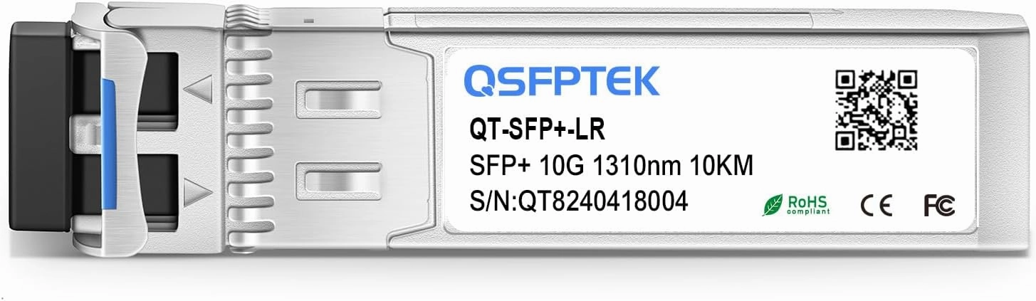 QSFPTEK 4Packs 10GBASE-LR Transceiver, 10G SFP  Patch Module, 1310nm, 10km, DDM LC, 10Gbe Ethernet Mini-GBIC for Cisco SFP-10G-LR, Ubiquiti UF-SM-10G, Mikrotik, Netgear, Qnap NAS, D-Link