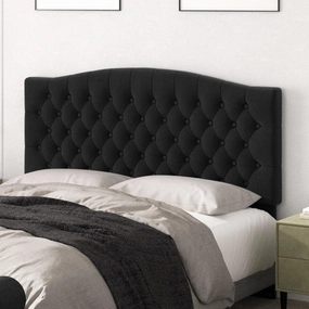 Queen Headboard Only, Upholstered Headboard for Adjustable Bed Linen Tufted Queen/Full Size Wall Mounted Head Board with Solid Wood Legs Head Board, Black