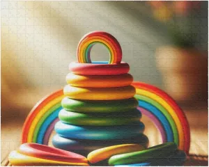 Rainbow Stacking Rings Jigsaw Puzzle for Adults - Made in USA