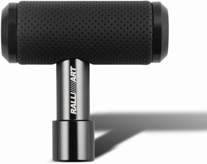 Ralliart 4" Alloy T Handle Gear Shift Knob, Heavy Manual Car Gear Stick Shifter with Leather Covered Fit Most MT Transmission Vehicles, Aircraft Joystick Transmission Racing Gear (Black)
