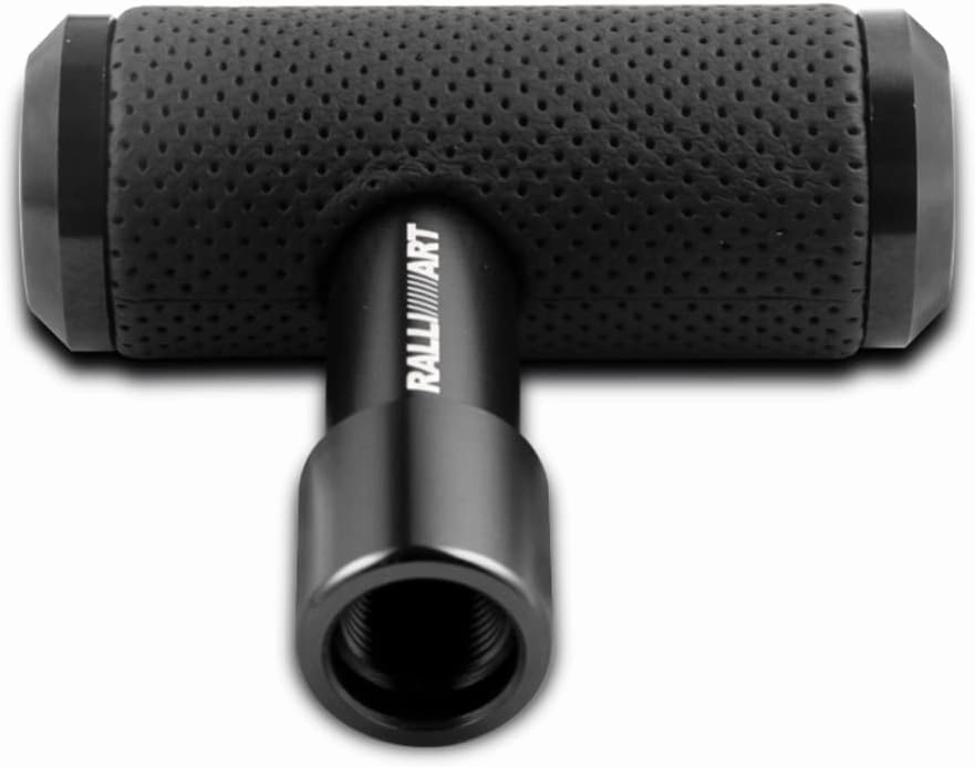 Ralliart 4" Alloy T Handle Gear Shift Knob, Heavy Manual Car Gear Stick Shifter with Leather Covered Fit Most MT Transmission Vehicles, Aircraft Joystick Transmission Racing Gear (Black)