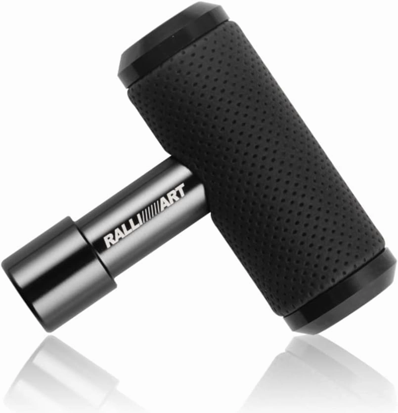 Ralliart 4" Alloy T Handle Gear Shift Knob, Heavy Manual Car Gear Stick Shifter with Leather Covered Fit Most MT Transmission Vehicles, Aircraft Joystick Transmission Racing Gear (Black)