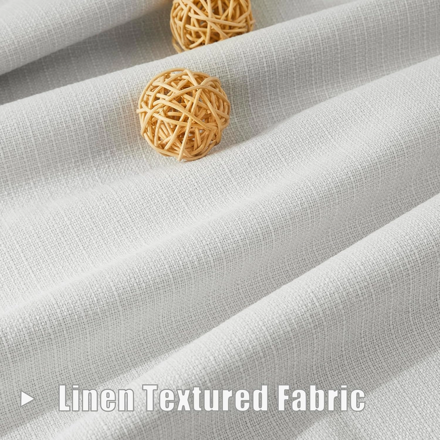 Randall Pinch Pleated 100% Blackout Window Curtains 108 Inch for Bedroom Living Room Cream White Linen Textured Light Blocking Drapes Thermal Insulated Back Tab Window Treatment, 2 Panels, 38"Wx108"L