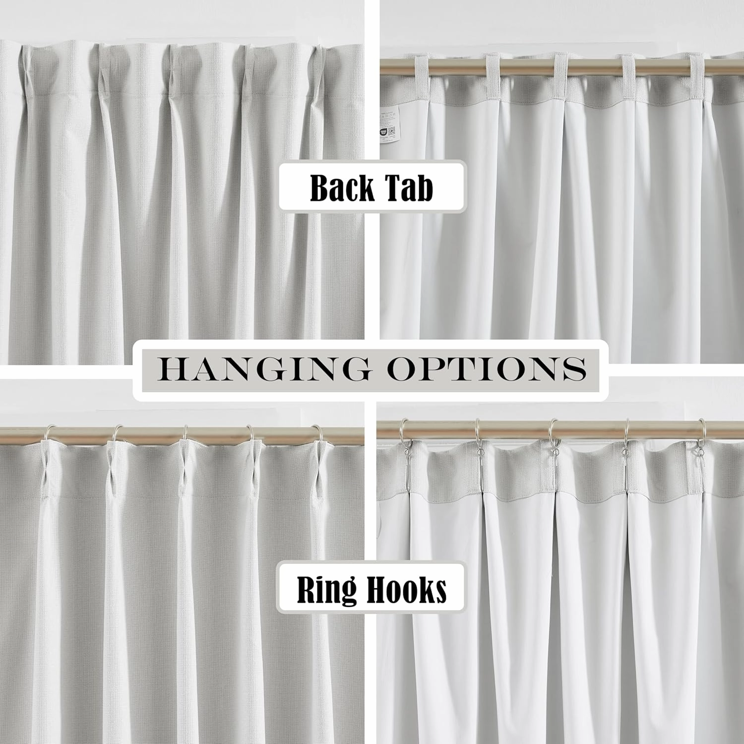 Randall Pinch Pleated 100% Blackout Window Curtains 108 Inch for Bedroom Living Room Cream White Linen Textured Light Blocking Drapes Thermal Insulated Back Tab Window Treatment, 2 Panels, 38"Wx108"L