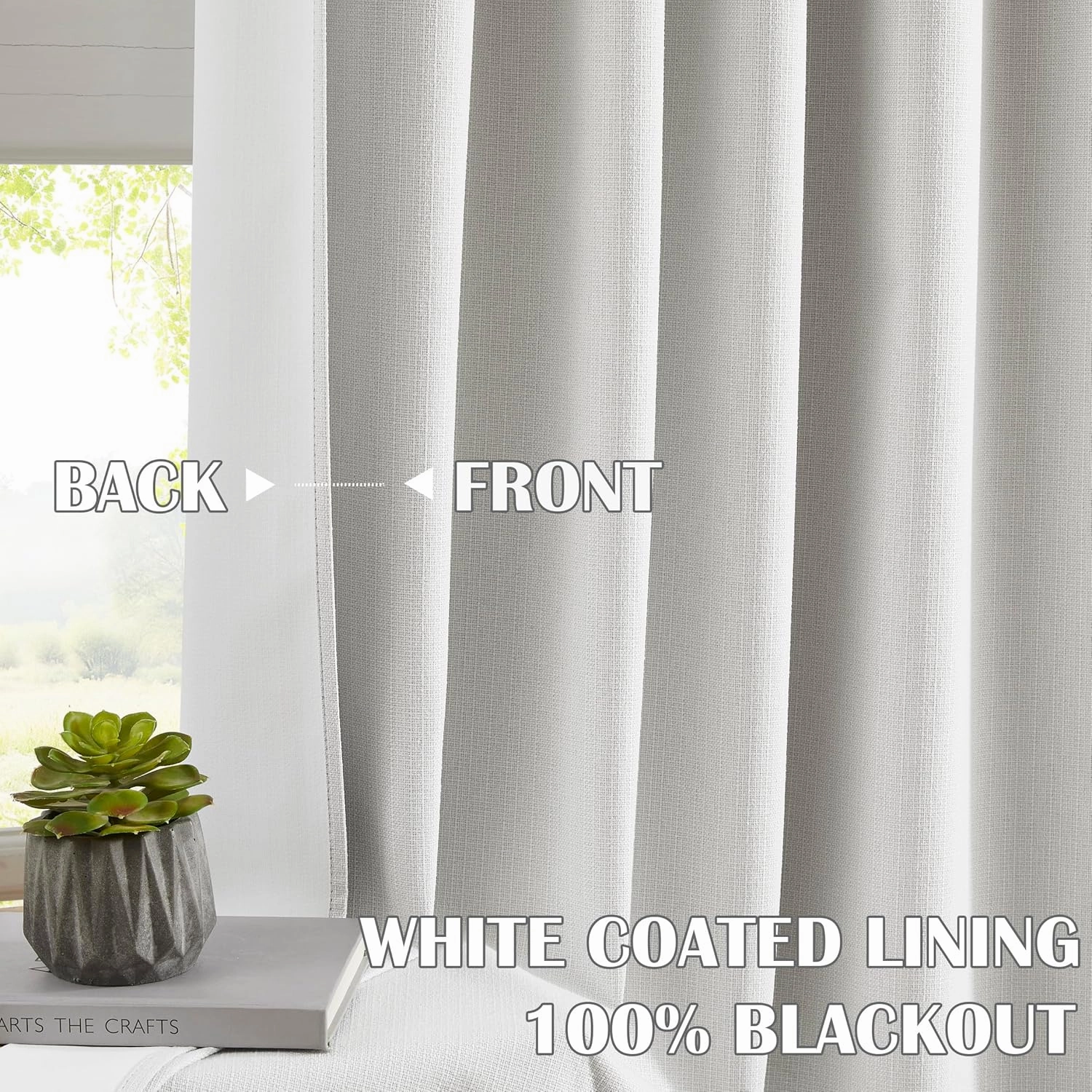 Randall Pinch Pleated 100% Blackout Window Curtains 108 Inch for Bedroom Living Room Cream White Linen Textured Light Blocking Drapes Thermal Insulated Back Tab Window Treatment, 2 Panels, 38"Wx108"L