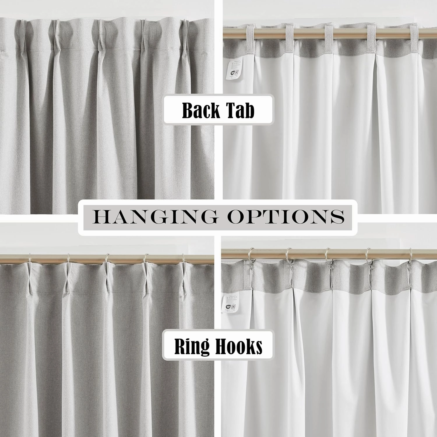 Randall Pinch Pleated 100% Blackout Window Curtains 108 Inch for Bedroom Living Room Silver Grey Linen Textured Light Blocking Drapes Thermal Insulated Back Tab Window Treatment, 2 Panels, 38"Wx108"L
