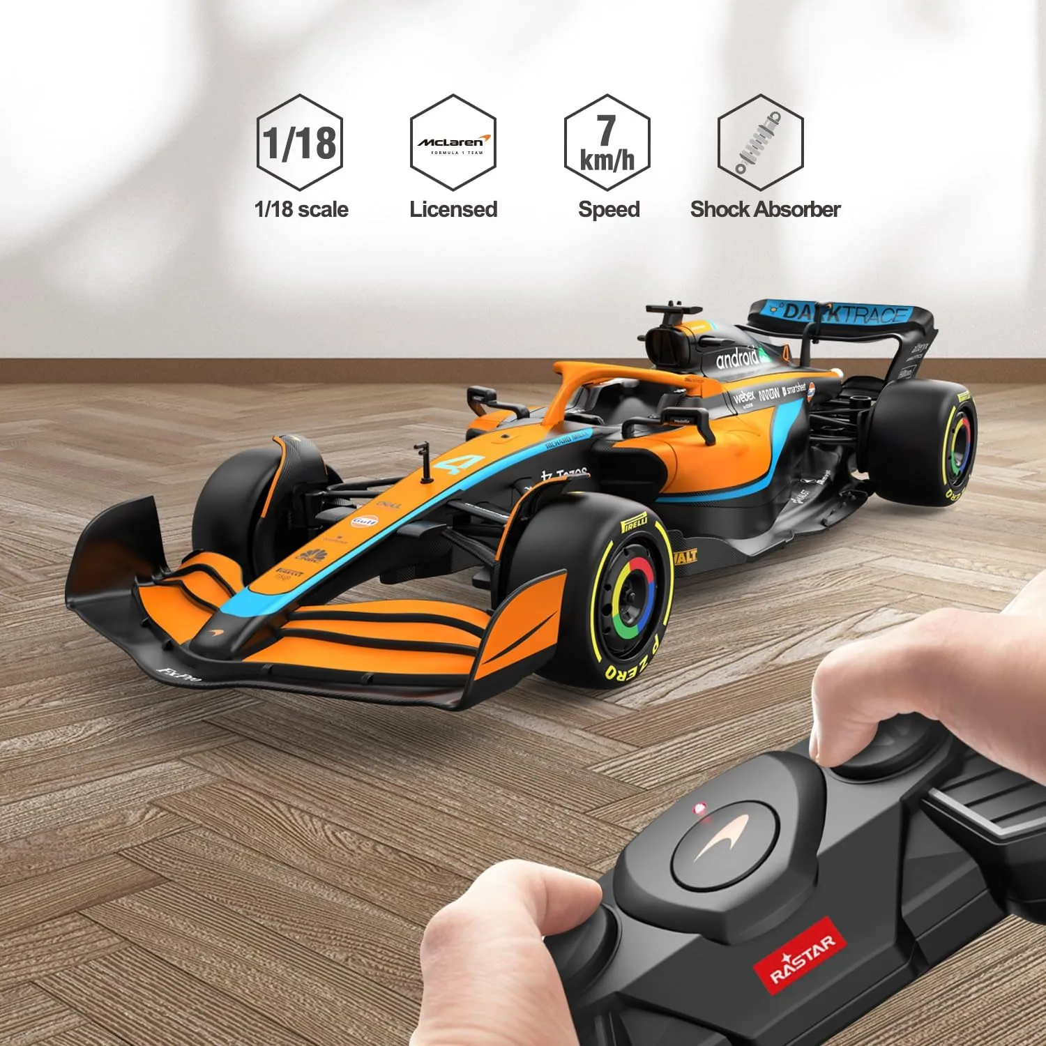 RASTAR McLaren Formula 1 Race Toy Car 2022, 1:18 F1 McLaren MCL36 Remote Control Car Model Vehicle Lando Norris   Daniel Ricciardo Drive to Survive