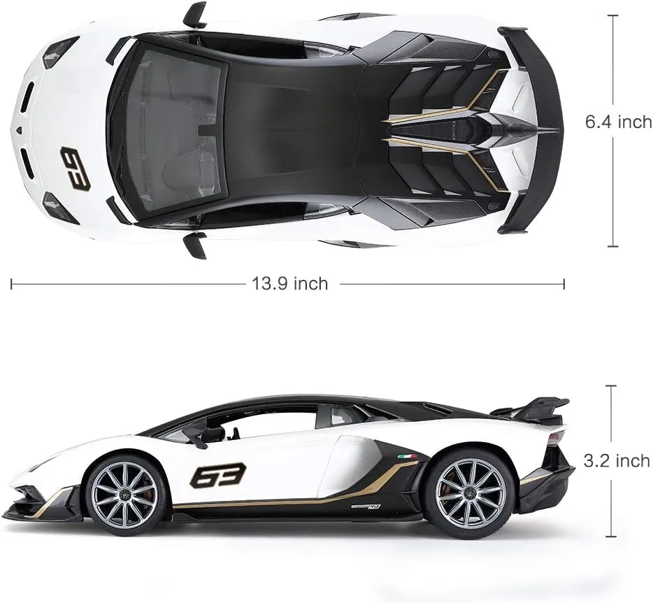 RASTAR Toy Lamborghini Car 1:14 Lamborghini Aventador SVJ Remote Control Model Car, Super RC Sport Racing Car for Kids Boys Gifts, 2.4GHz / White
