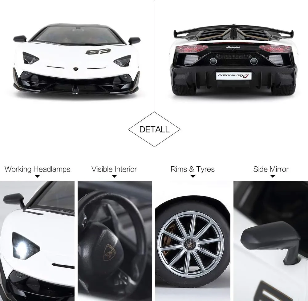 RASTAR Toy Lamborghini Car 1:14 Lamborghini Aventador SVJ Remote Control Model Car, Super RC Sport Racing Car for Kids Boys Gifts, 2.4GHz / White