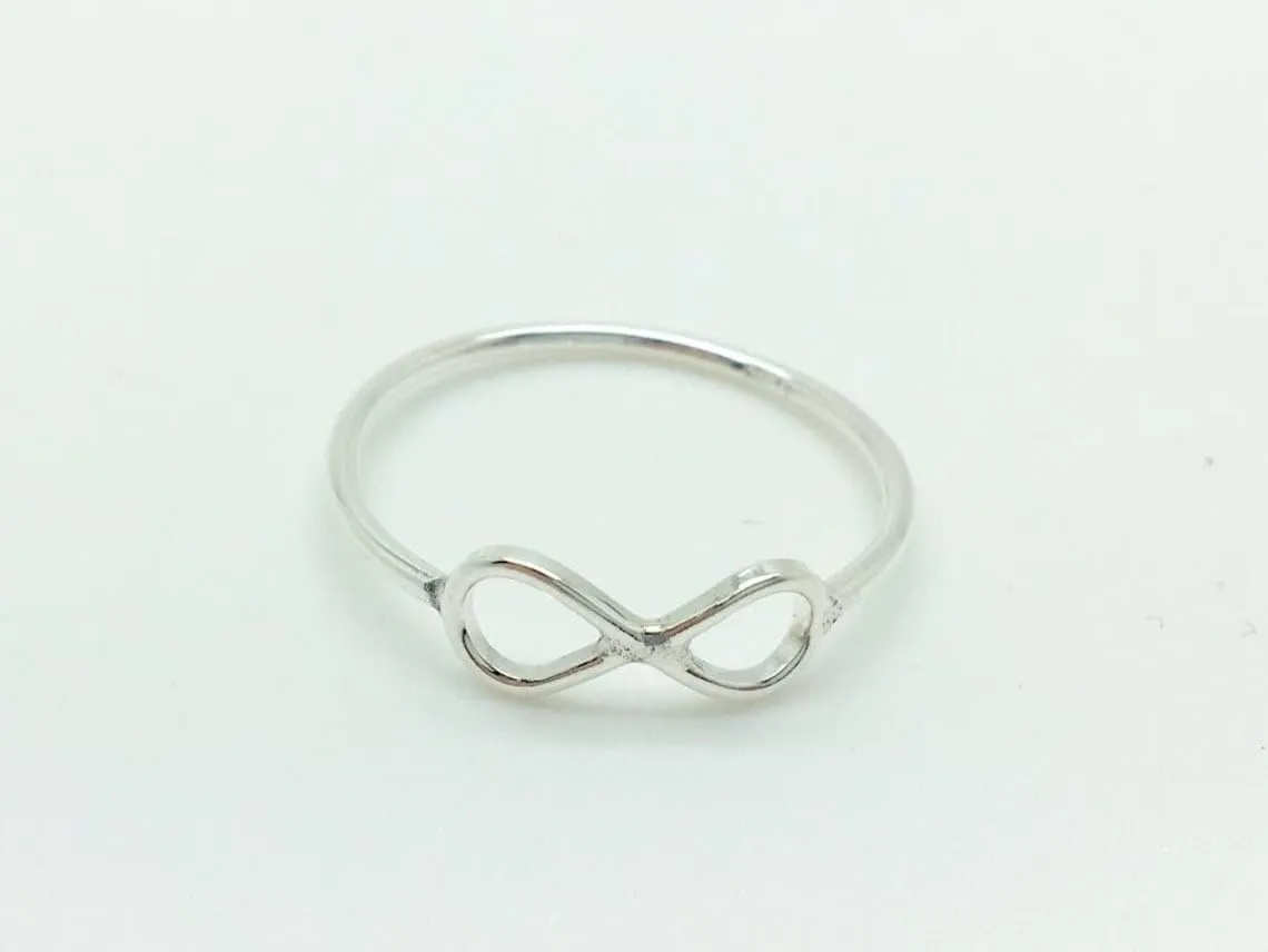 RAVARIA GEMS Bow Rings Infinity Rings for Women in Sterling 925 Silver Sterling nfinity Thin Band Stackable Minimalist Ring For Woman