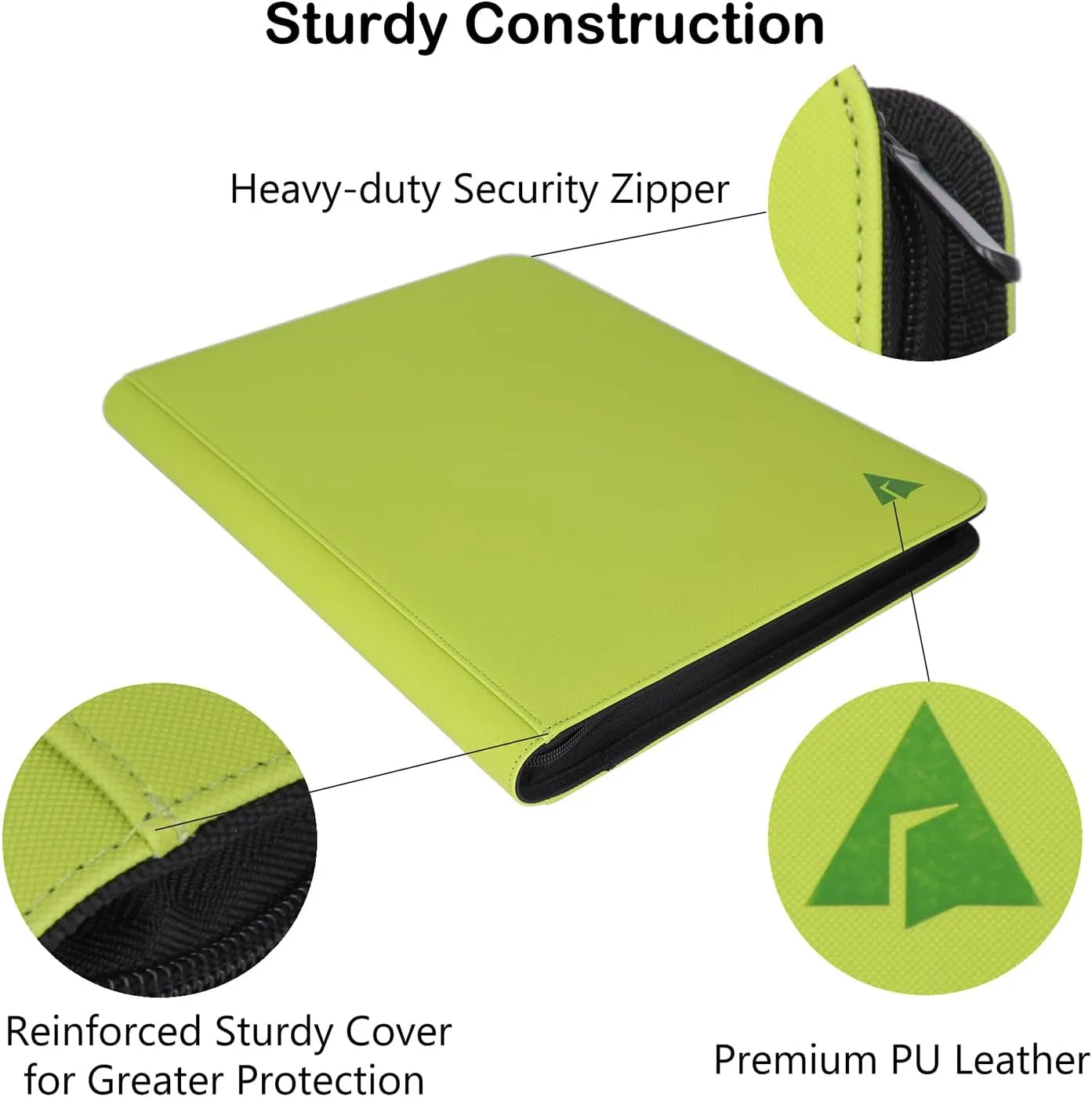 Rayvol 16-Pocket Toploader Binder, Holds 512 Toploaders 16 Pocket Top Loader Card Storage Case, 500   Ringless Double-Sided Pockets for Cards in 3 x 4'' Toploaders -Grass Green