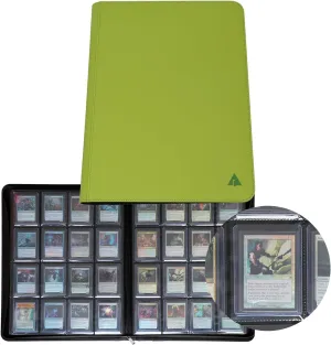 Rayvol 16-Pocket Toploader Binder, Holds 512 Toploaders 16 Pocket Top Loader Card Storage Case, 500   Ringless Double-Sided Pockets for Cards in 3 x 4'' Toploaders -Grass Green