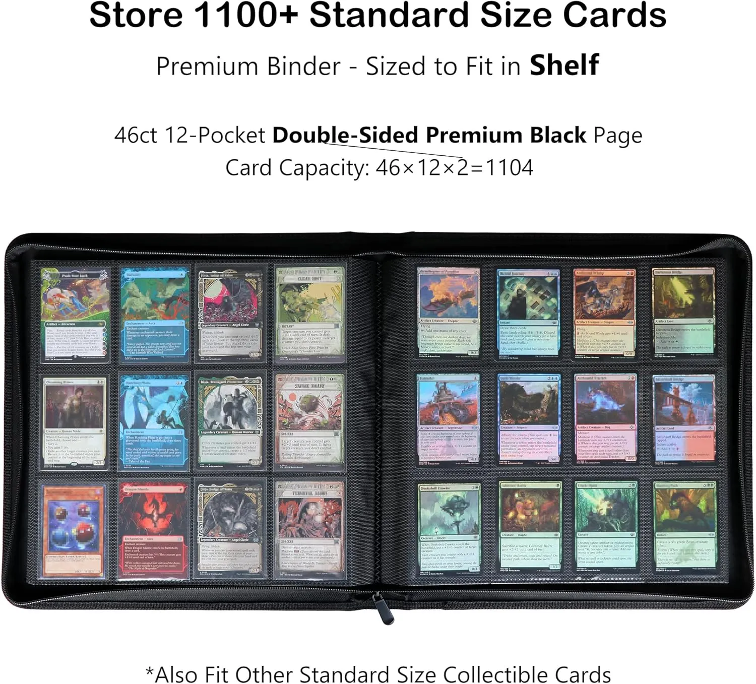 Rayvol Premium 12-Pocket Card Binder - Fits 1104 Trading Cards, Side Loading Ringless Card Collection Album for TCG and Sports Cards -Seablue