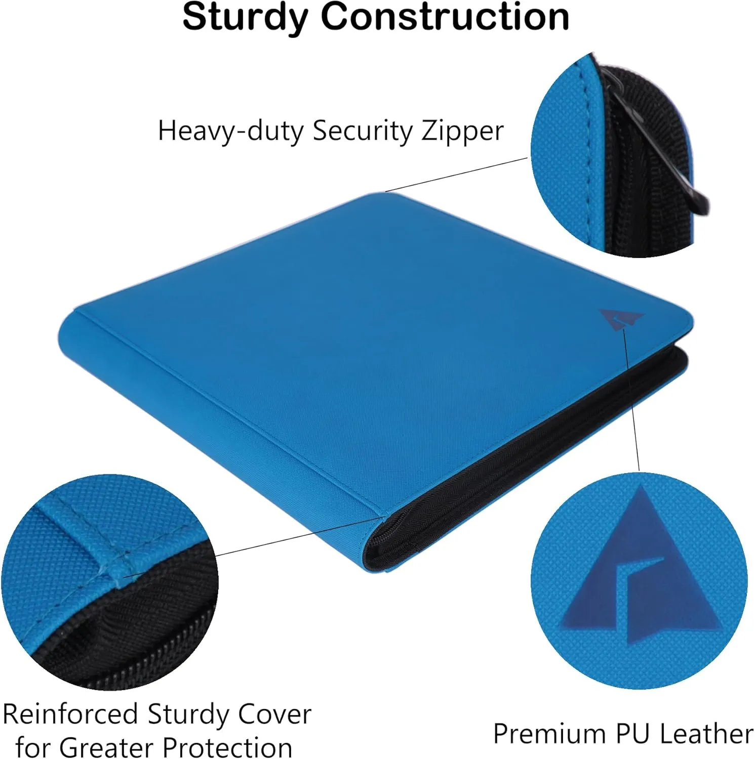 Rayvol Premium 12-Pocket Card Binder - Fits 1104 Trading Cards, Side Loading Ringless Card Collection Album for TCG and Sports Cards -Seablue