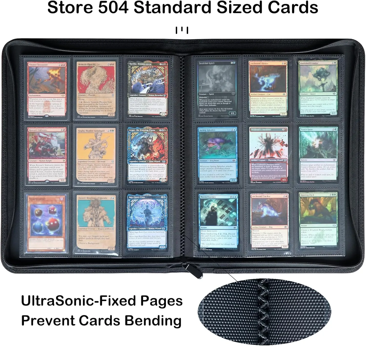 Rayvol Premium 9-Pocket 504 Card Binder, Ringless Trading Card Album Folder - Side Loading Black Page Pocket Binder for TCG (9-Pocket, Red)
