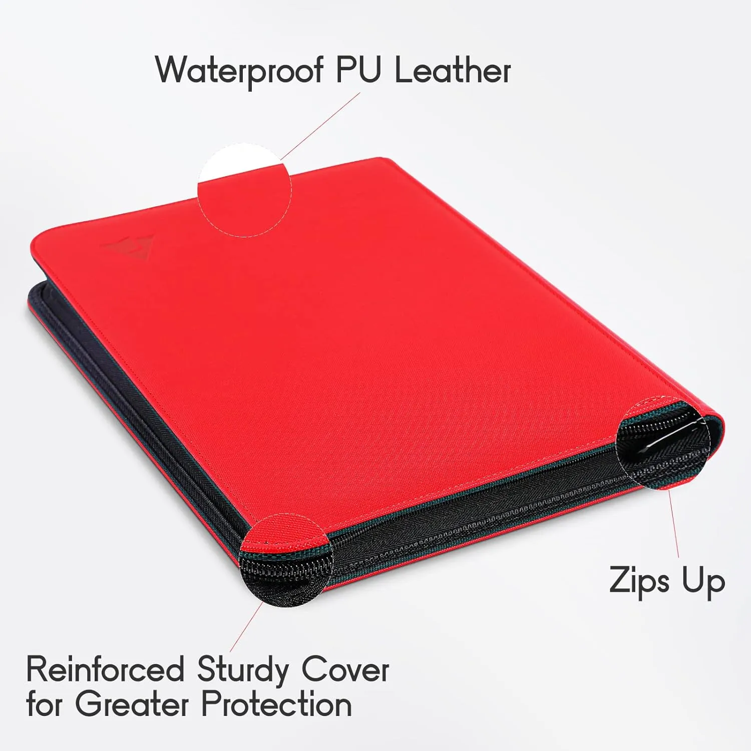 Rayvol Premium 9-Pocket 504 Card Binder, Ringless Trading Card Album Folder - Side Loading Black Page Pocket Binder for TCG (9-Pocket, Red)