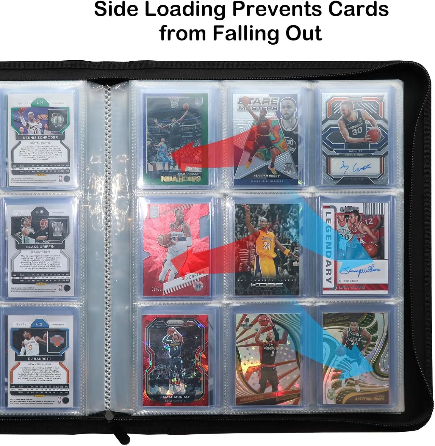 Rayvol Toploader Binder Transparent Sleeves, Holds 252 Toploaders 9-Pocket Top Loader Card Storage Album, Ringless Double-Sided Pockets for Sports and Trading Cards in 3 x 4'' Toploaders