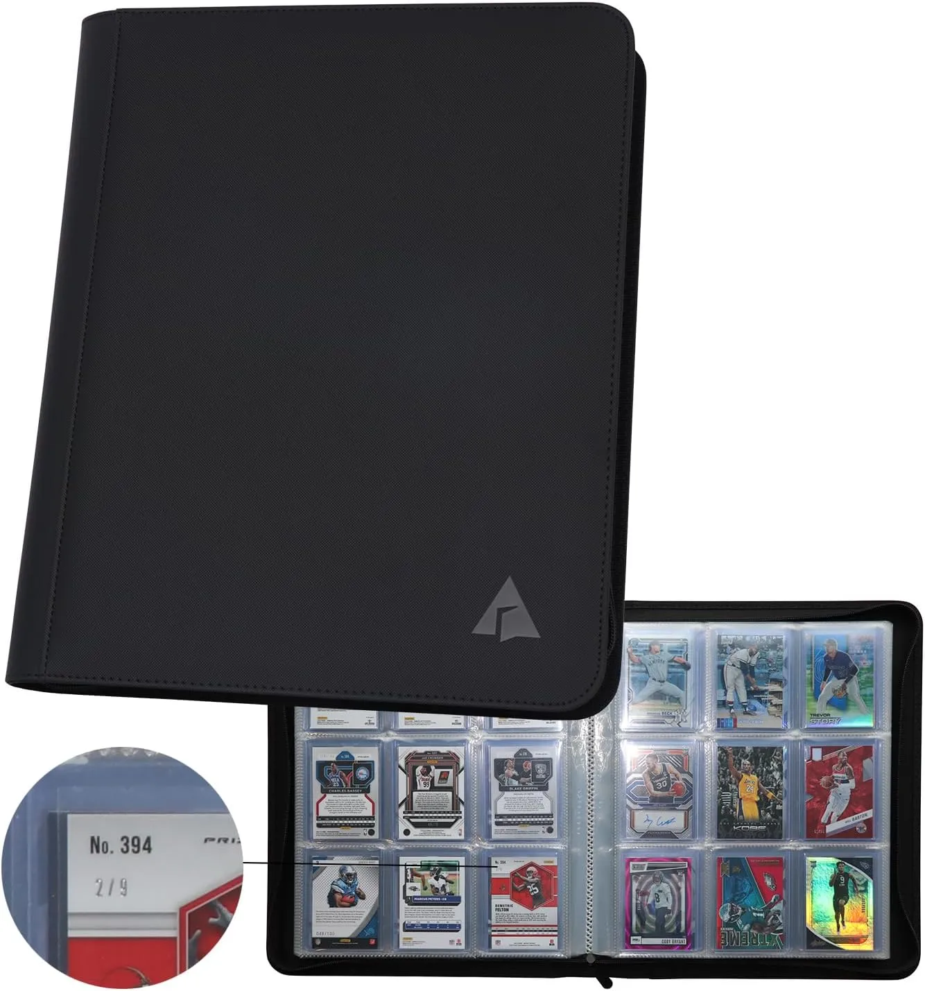 Rayvol Toploader Binder Transparent Sleeves, Holds 252 Toploaders 9-Pocket Top Loader Card Storage Album, Ringless Double-Sided Pockets for Sports and Trading Cards in 3 x 4'' Toploaders