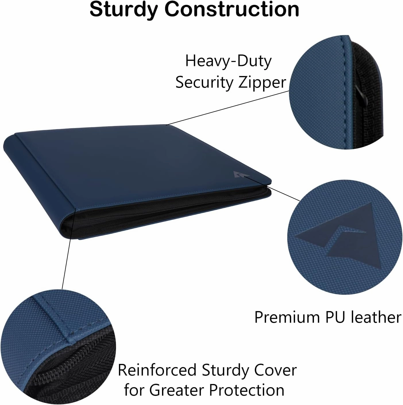 Rayvol 12-Pocket Toploader Binder, Holds 432 Toploaders 12 Pocket Top Loader Card Storage Case, 400   Ringless Double-Sided Pockets for Cards in 3 x 4'' Toploaders -Nightblue