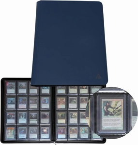 Rayvol 16-Pocket Toploader Binder, Holds 512 Toploaders 16 Pocket Top Loader Card Storage Case, 500   Ringless Double-Sided Pockets for Cards in 3 x 4'' Toploaders -Nightblue