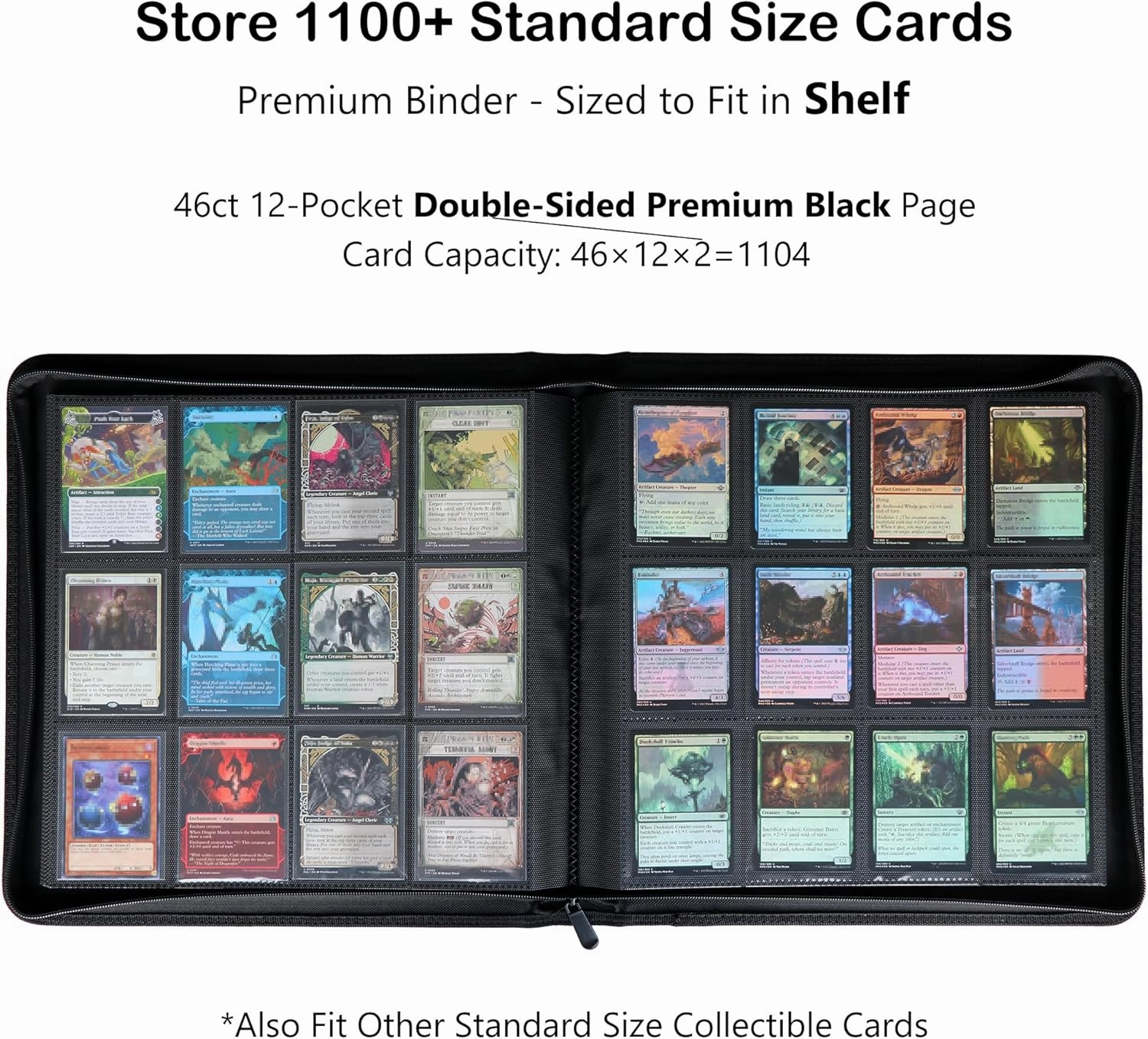 Rayvol Premium 12-Pocket Binder - Fits 1104 Trading Cards, Side Loading Ringless Collection Album for TCG & Sports Cards - Yellow