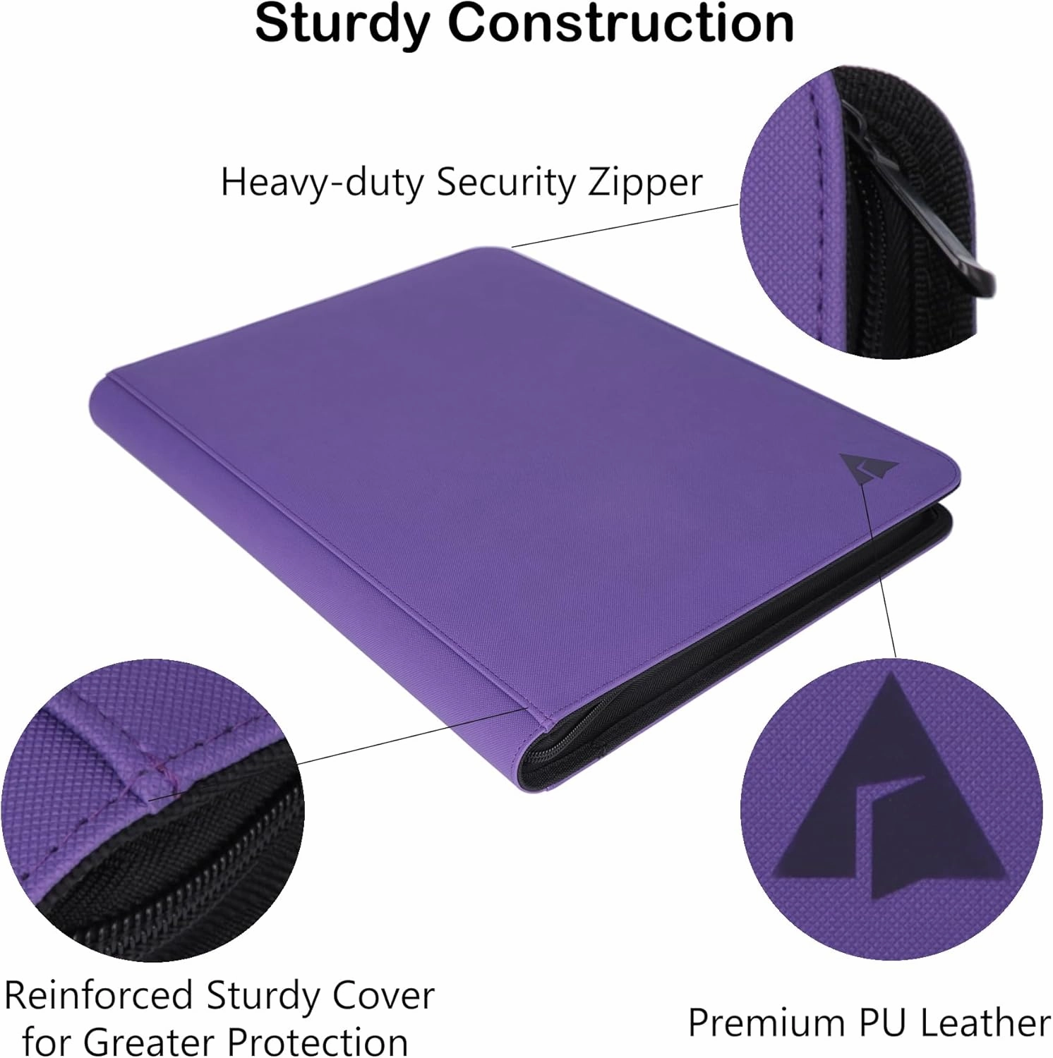 Rayvol Premium 16-Pocket Card Binder - Fits 1408 Trading Cards, Side Loading Ringless Card Collection Album for TCG -Violet